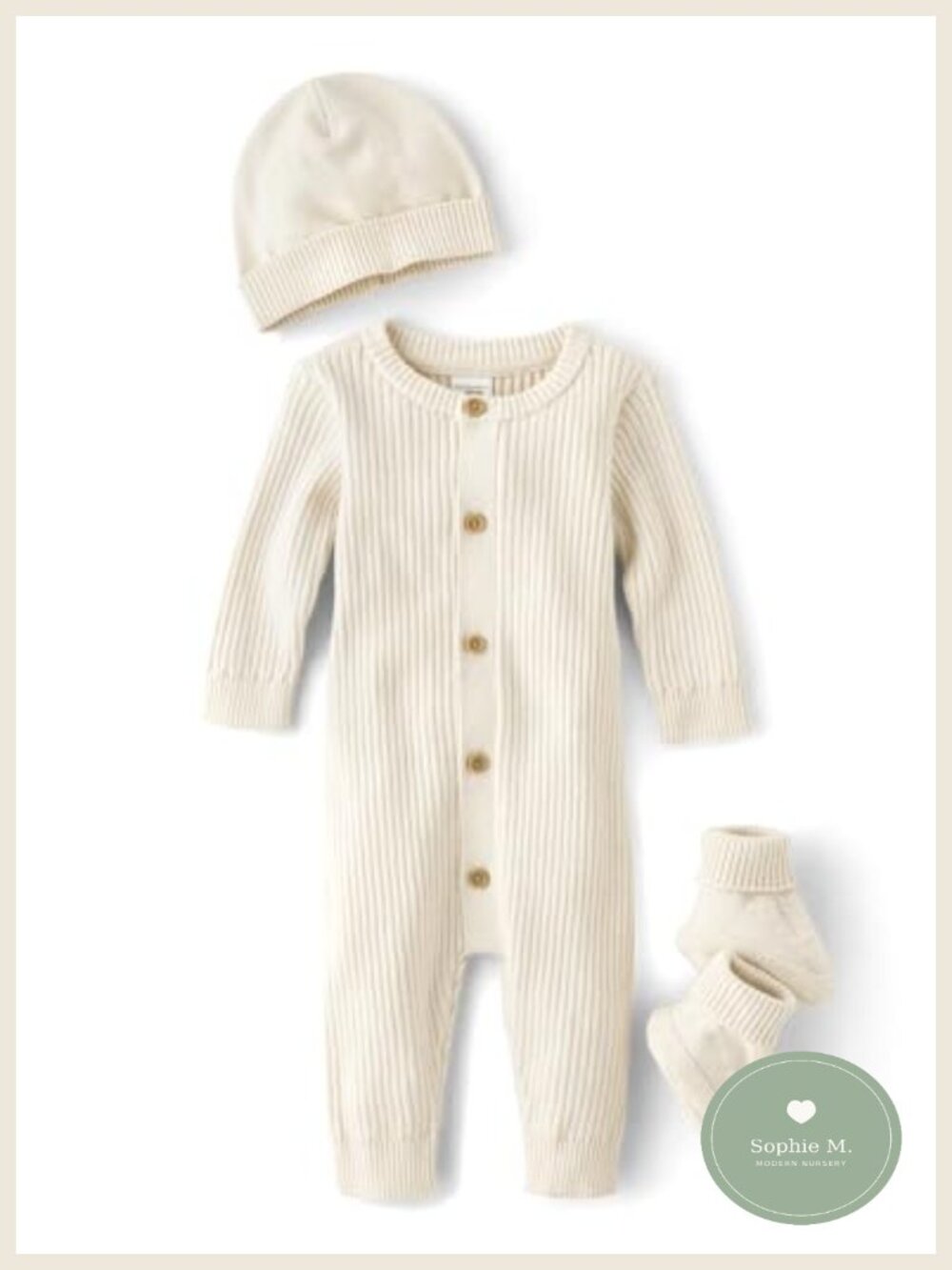 Baby Layette Set 3-Piece Newborn Outfit Cotton Knit Sweater Hat Booties